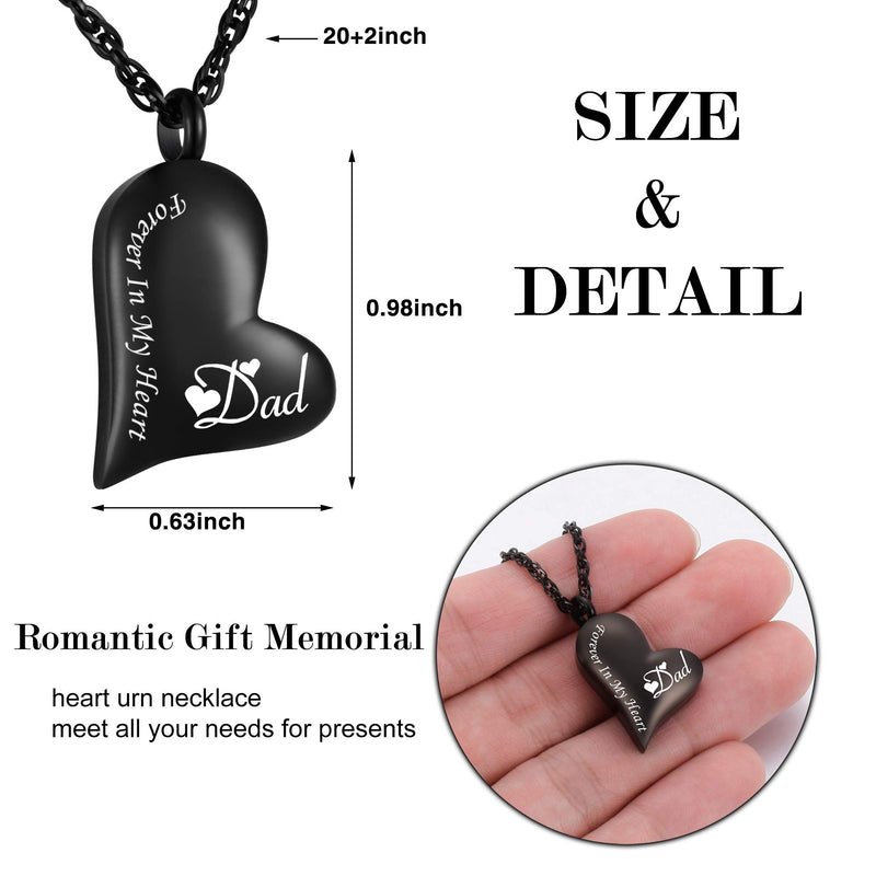 [Australia] - XIUDA Urn Necklace for Ashes Forever in My Heart Pendant Cremation Necklace Stainless Steel Ashes Jewelry for Dad Mom 