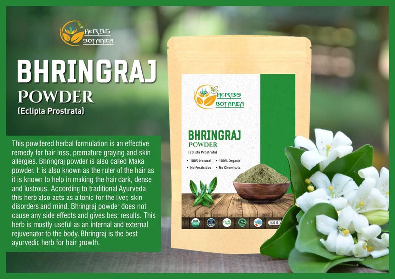 [Australia] - Herbs Botanica 100% Natural Bhringraj Powder | Pure Bhringaraj Eclipta Alba - Promotes Healthy Hair Growth (150 gm (0.33 lb) 5.3 Oz Bringraj Powder For Hair Growth Ayurvedic Powder 