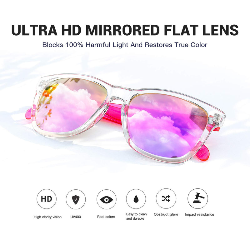 [Australia] - Sunglasses for Women Men UVA/UVB Protection UV400 Mirrored Lens,Fit for Outdoor,Ski,Vacation,Driving Fishing Pink 55 Millimeters 