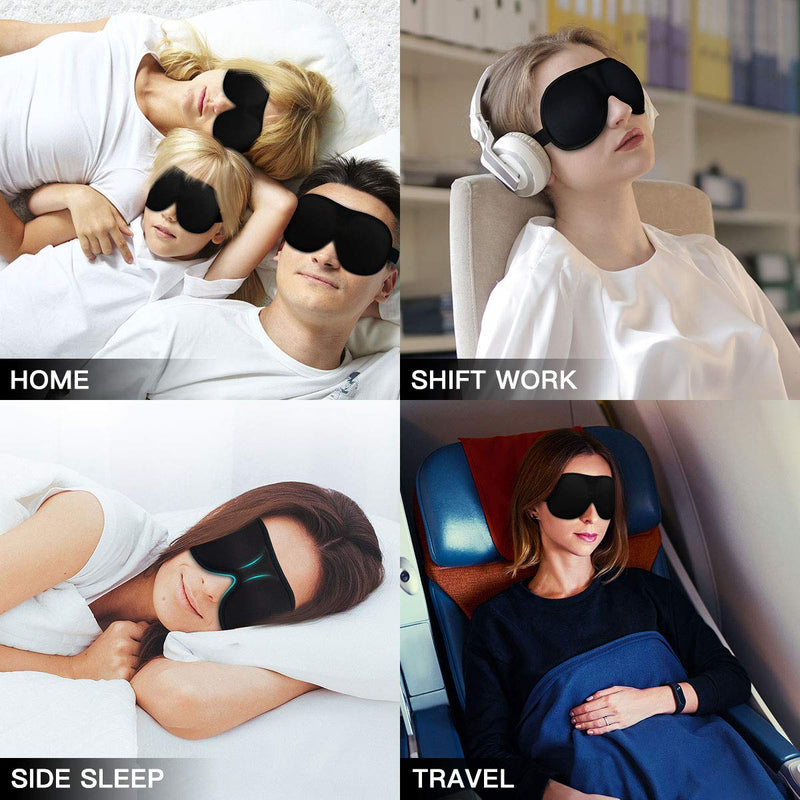 [Australia] - Sleep Mask For Women Men, Ultrathin Light Blocking Sleeping Mask, No Pressure On Eyes 3D Contoured Blindfold, Soft Comfort Eye Shade Cover for Travel/Naps/Yoga/Shift Work.（Black） Black 