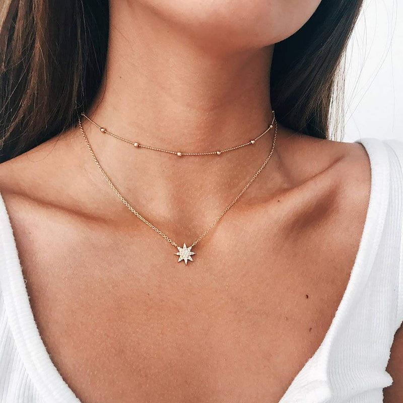 [Australia] - Gold Chain Choker Necklace,14K Gold Plated Dainty Cute Lip Chain Long Necklace Delicate Fashion Choker Necklace Jewelry Gift for Women satellite bead chain 