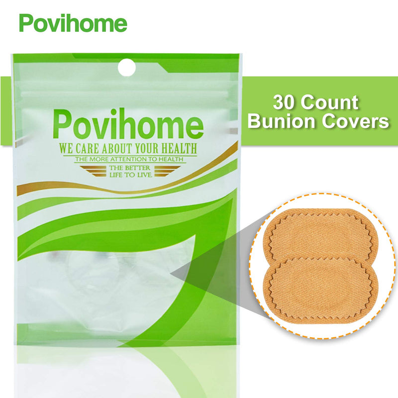 [Australia] - Povihome 30 Count Bunion Cushion Pads, Bunion Foot Protectors for Feet (Latex-Free), Stay in Place All Day - Strong Adhesive A-30 