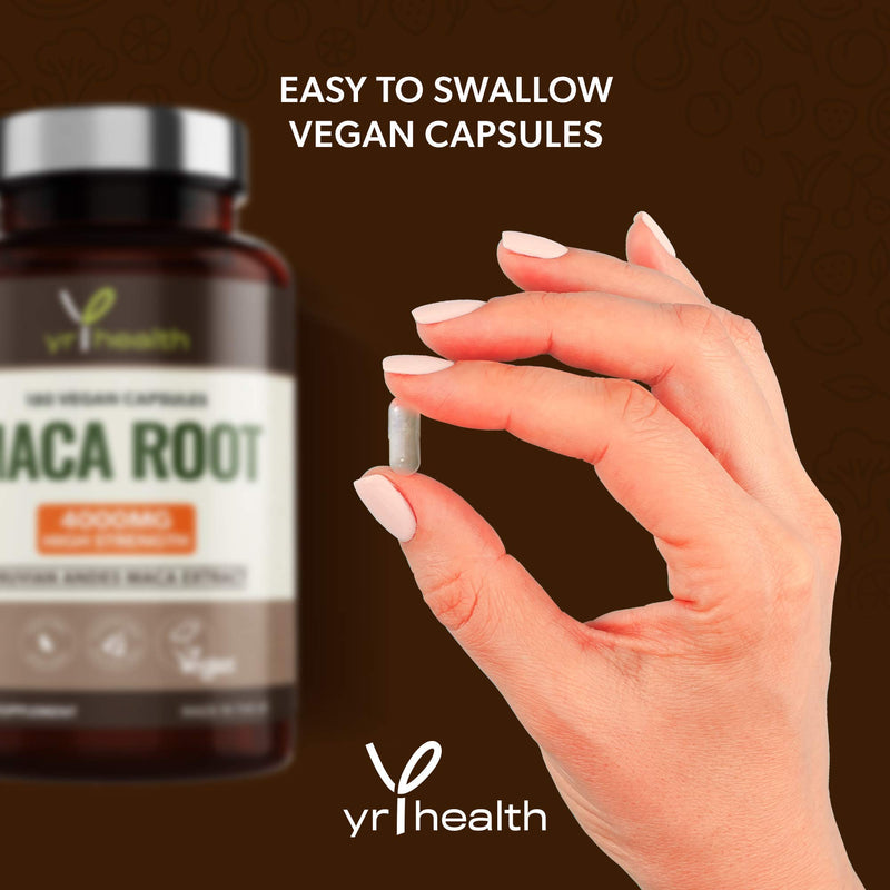 [Australia] - Maca Root Capsules 4000mg , 180 Vegan High Strength Peruvian Black Maca Extract Capsules, Natural Booster, Sexual Health Supplement for Men and Women - Made in the UK by YrHealth 