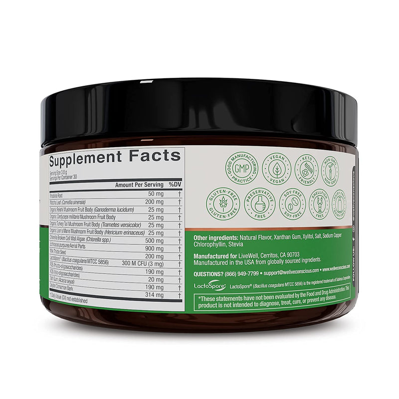 [Australia] - Beyond Greens Concentrated Superfood Powder - Matcha Flavor w/ Chlorella, Echinacea, & Probiotics for Immune Support & Energy | by LiveWell - 30 Servings 4 Ounce (Pack of 1) 