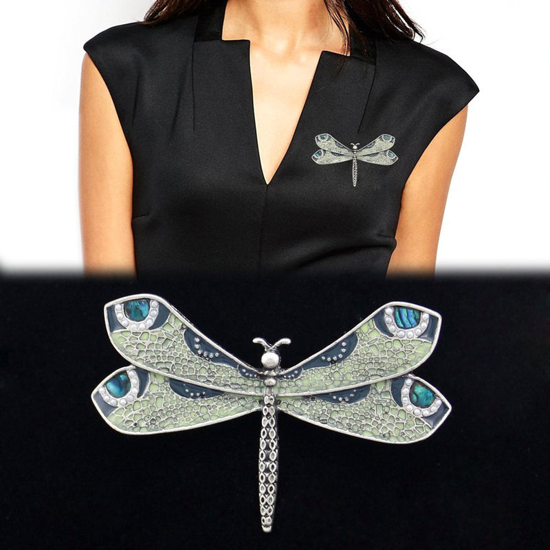 [Australia] - Q&Q Fashion Retro Art Nouveau Victorian Dragonfly Simulated - Pearl Wing French Lapel Brooch Pin Badge Vintage Silver-tone 