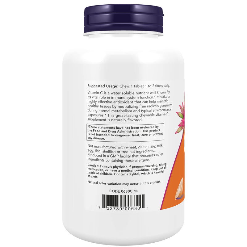 [Australia] - NOW Supplements, Vitamin C-500, Antioxidant Protection*, Orange Juice Flavor, 100 Chewable Lozenges 1 