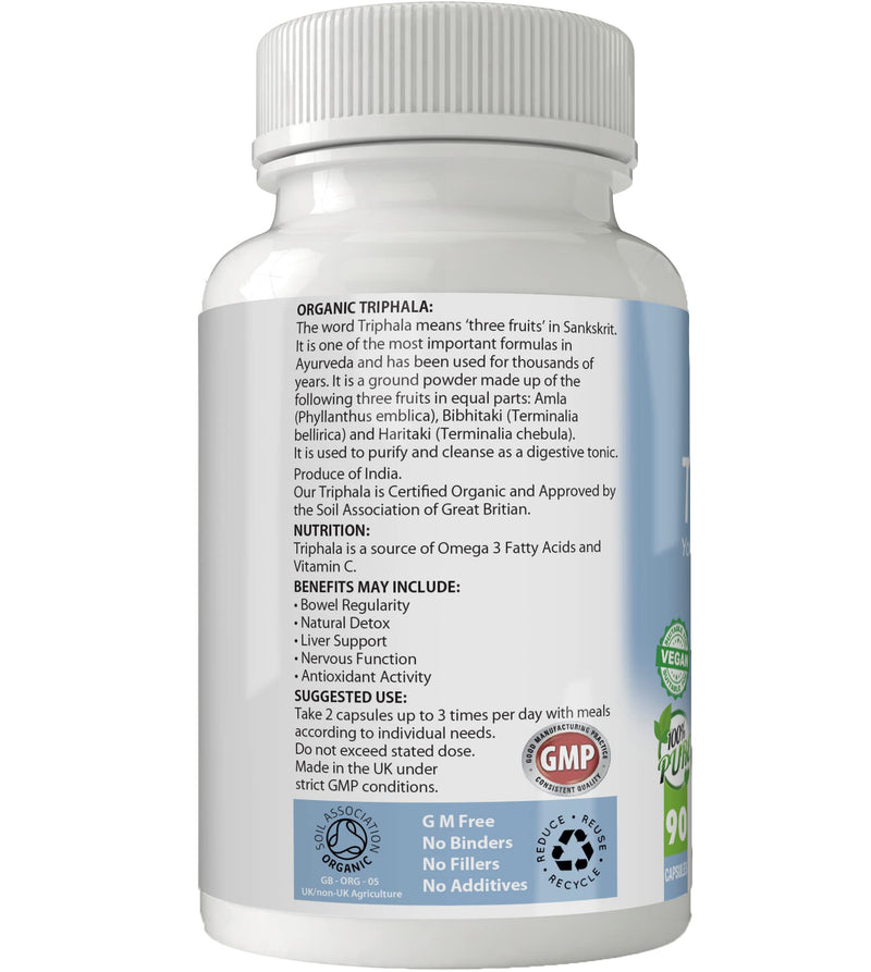 [Australia] - Simply Pure Organic Triphala Capsules x 90, 500mg, 100% Natural Soil Association Certified, Gluten Free, GM Free and Vegan. 