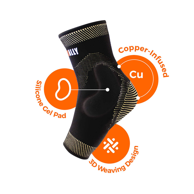 [Australia] - NeoAlly Copper-Infused Ankle Compression Sleeve Silicone Gel Ankle Support Brace for Ankle Sprain Protection,Achilles Tendon, Pain Relief, X-Large, 1 Pair X-Large (1 Pair) 