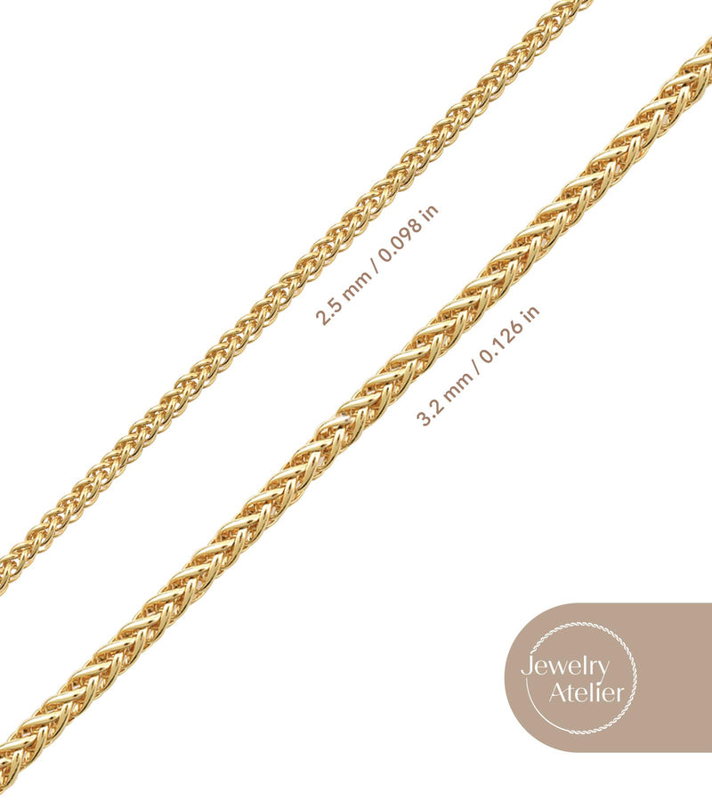 [Australia] - Jewelry Atelier Gold Chain Necklace Collection - 14K Solid Yellow Gold Filled Round Wheat/Palm Chain Necklaces for Women and Men with Different Sizes (2.5mm, or 3.2mm) 18.0 Inches 2.5mm width 