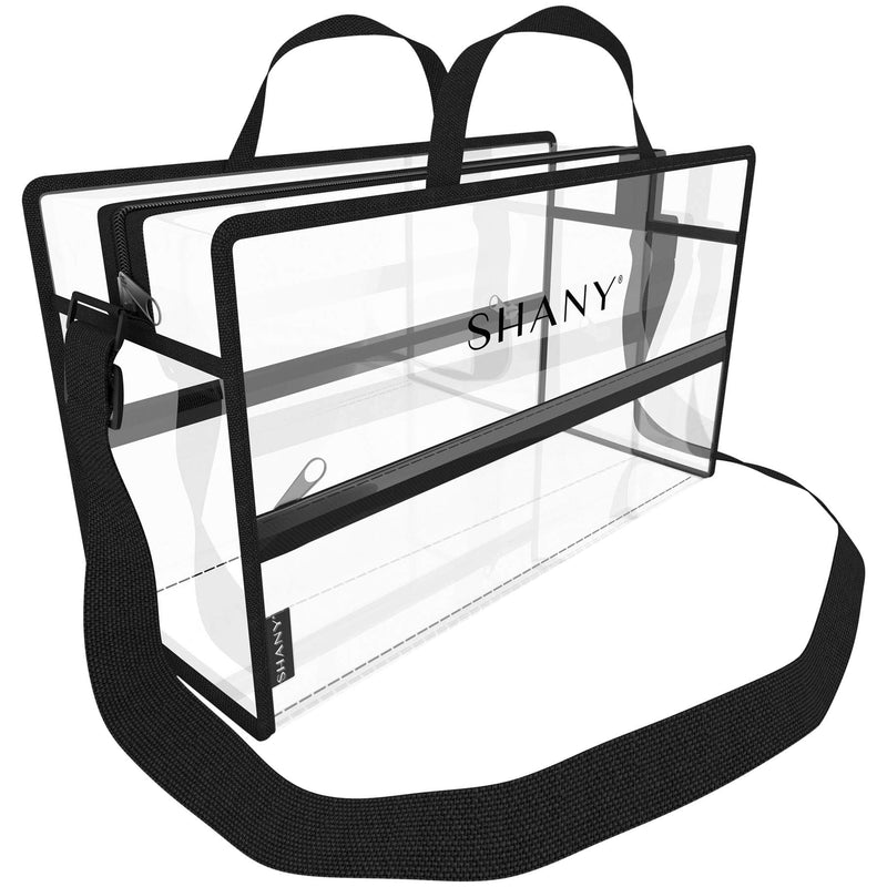 [Australia] - SHANY Clear PVC Water-Resistant Travel Tote Bag - Large See-Thru Bag with Adjustable Shoulder Straps and Zippered Pockets 