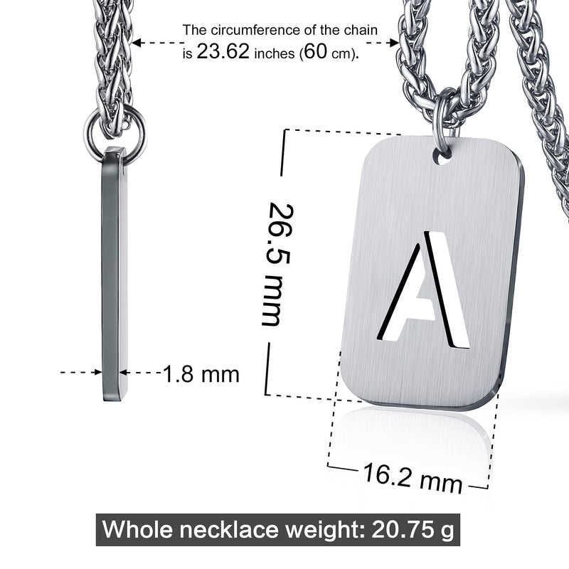 [Australia] - Yixin Yiyi Silver Square Initial Necklace Premium Stainless Steel Initial Letter Pendant Necklaces Capital A-Z Necklace Box Chain Charms Monogram Necklace for Men Women Boyfriend Girlfriend Letter A 
