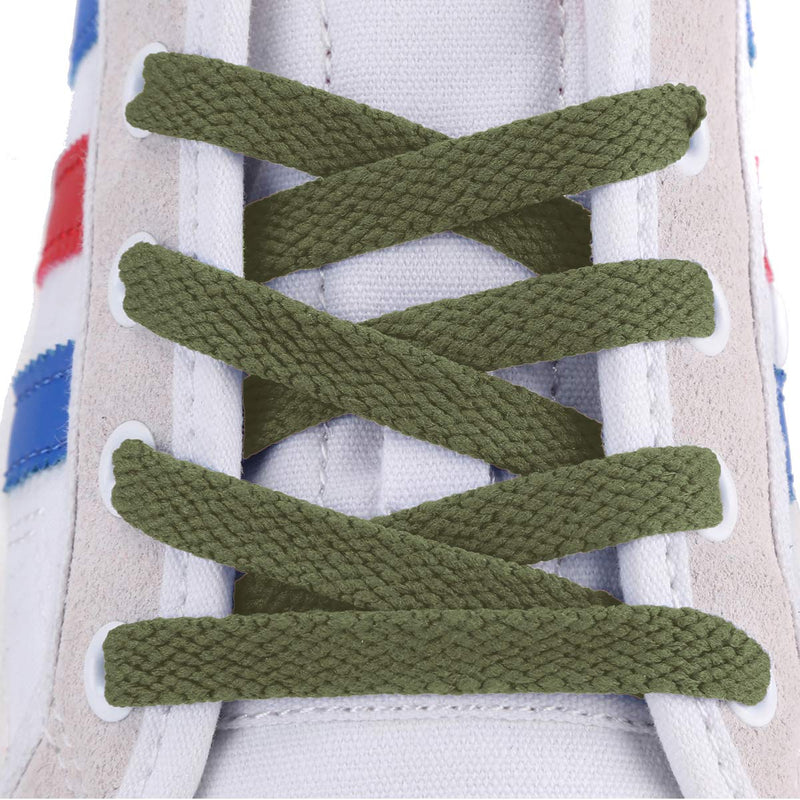 [Australia] - AOMIDI Flat Shoelaces 5/16" (2 Pair) - for Sneakers and Converse Shoelaces Replacements 27" inches (69 cm) Army Green 