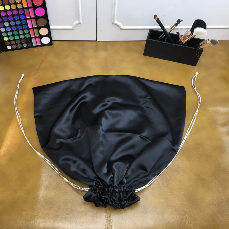 [Australia] - PlasMaller Dust Cover Storage Bags Thick Silk Cloth Pouch with Drawstring For Luxuries Handbags Tote Purses Shoes Boots Set of 1, Black 