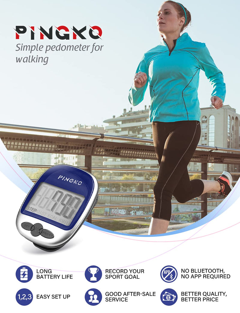 [Australia] - PINGKO Pedometer Portable LCD Step Counter with Calories Burned and Step Counting for Jogging Hiking Running Walking - Blue 