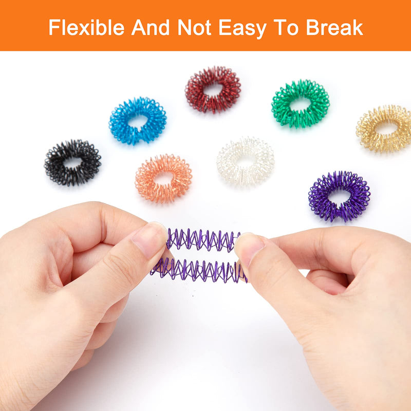 [Australia] - Heveer Acupressure Ring Massage Rings for Fingers Spiky Sensory Finger Rings for Stress Relief Adults Teenagers 8 Colours 32 Pieces 