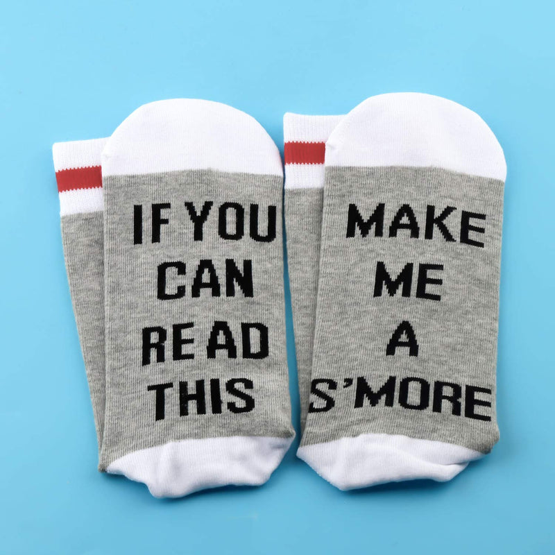 [Australia] - PYOUL 1 Pair S'more Gift S'more Lover Gift If You Can Read This Made Me A S'more Socks S'more Tester Camping Gift Made Me A Smore 1 Pair 