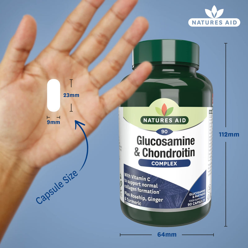 [Australia] - Natures Aid Glucosamine and Chondroitin Complex with Rosehip, Ginger, Turmeric and Vitamin C, 90 Capsules 