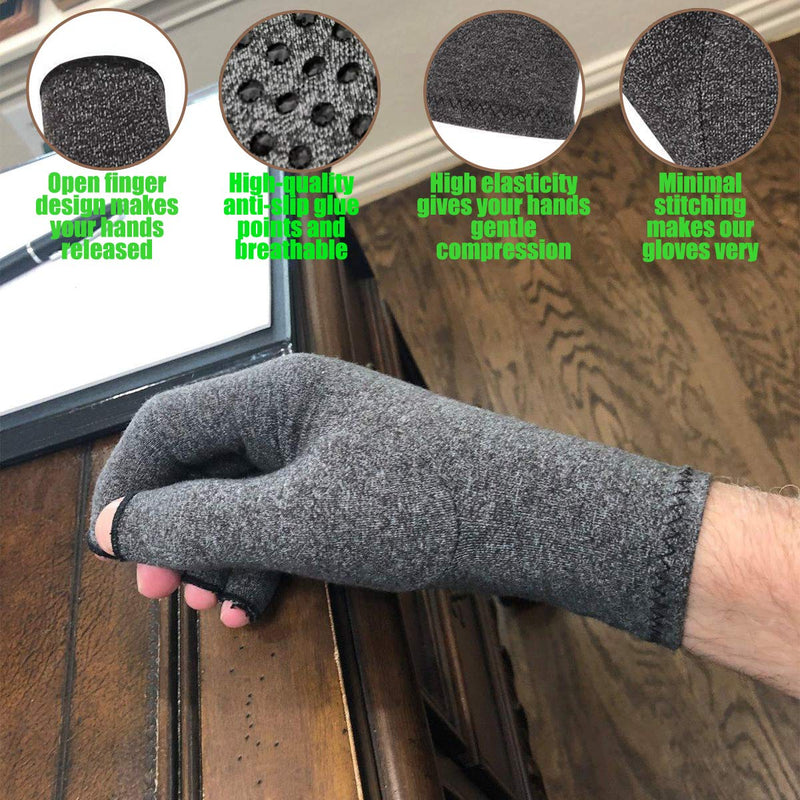 [Australia] - DRNAIETY 2 Pairs Arthritis Compression Gloves, Relieve Arthritis, Rheumatoid, Osteoarthritis, Carpal Tunnel Pain, Compression Gloves for Arthritis for Women & Men, Anti-Slip Glue dot Gloves for Work Medium 