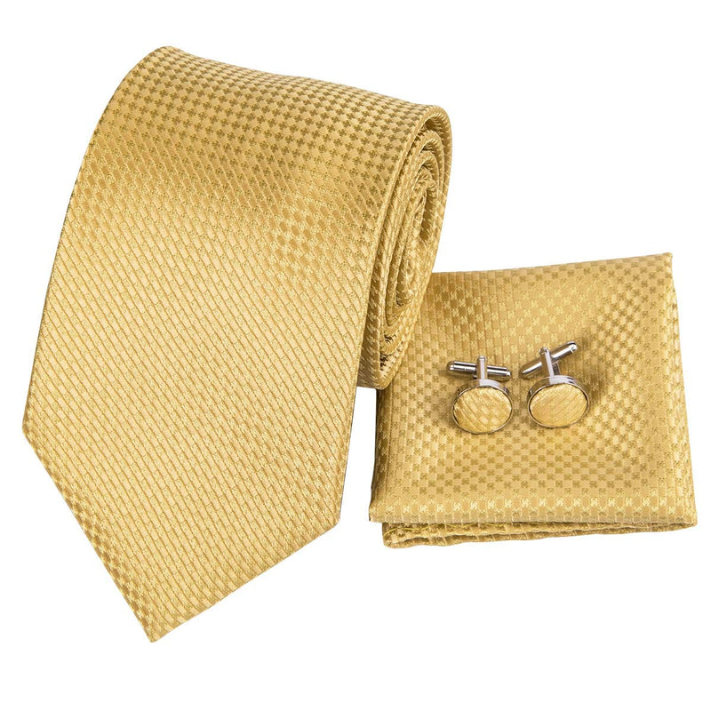 [Australia] - Dubulle Mens Paisley Silk Ties for Men Necktie and Pocket Square Set Wedding Formal 03055 Gold 