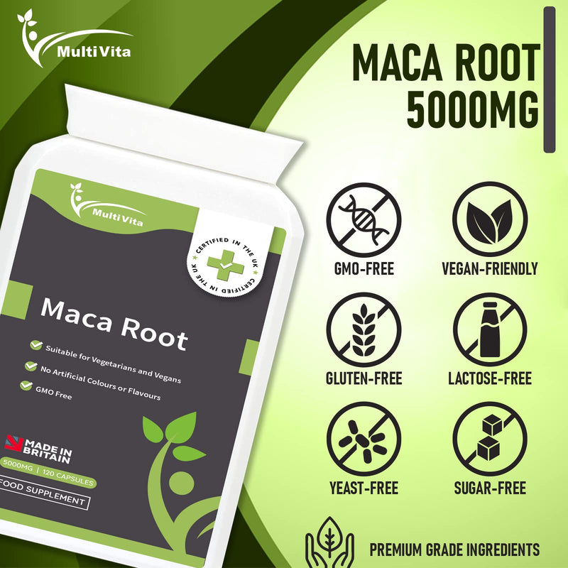 [Australia] - Maca Root Capsules - 120 x 5000mg - Supplement for Men and Women - Powder Extract with Added Zinc - Energy, Mood, Performance & Testosterone Booster - High Strength, Vegan & Vegetarian 
