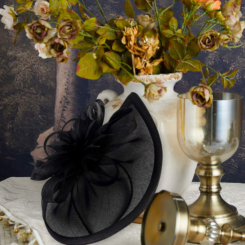 [Australia] - BABEYOND Kentucky Derby Hat Fascinator for Women Tea Party Fascinator Hat Pillbox Hat Feather Fascinator Headband Black 