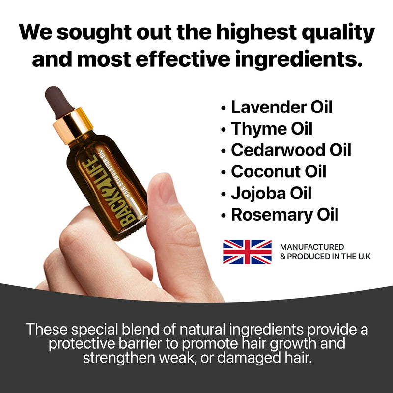 [Australia] - Back2Life 100% Natural Hair Stimulation & Beard Growth Oil-Get Rid of Patchy Beards & Hair-Beard serum to Moisturise, Hydrate & Condition-Repair & Rebalance Your Scalp & Regrow your Head & Beard Hair 