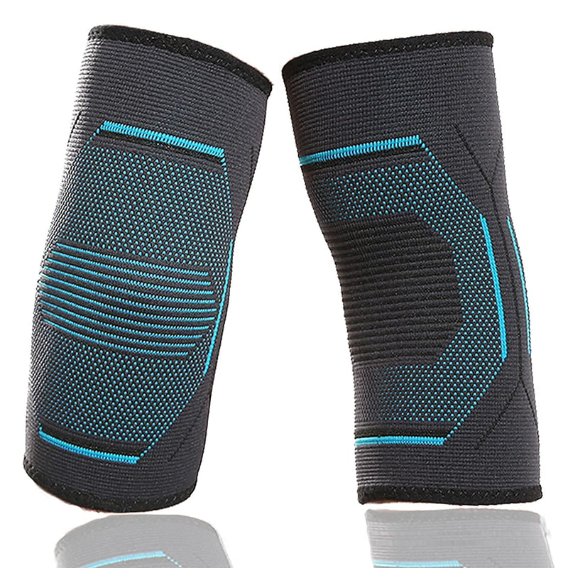 [Australia] - Elbow Compression Braces Sleeves （Pair） for Men's and Women's Tennis and Golfer's Elbow Support to Relieve Tendonitis, Arthritic Elbow Pain Blue-Black X-Large 