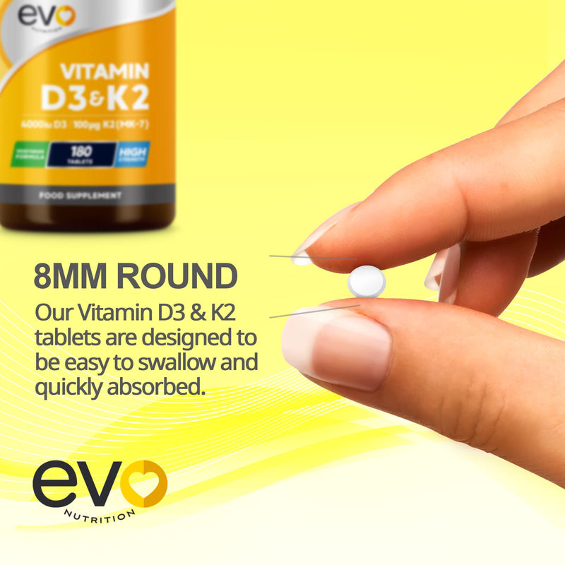 [Australia] - Vitamin D3 4000iu & Vitamin K2 100ug (MK7) - 180 Vitamin D3 K2 Vegetarian Tablets - 6 Month Supply - High Strength D3 and K2 Vitamin - Vitamin D K2 Supplement - Made in The UK 