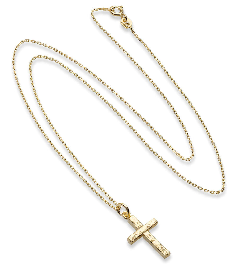 [Australia] - Miabella 925 Sterling Silver Italian Hammered Cross Pendant Necklace, 18 Inch Chain Made in Italy yellow-gold-plated-silver 