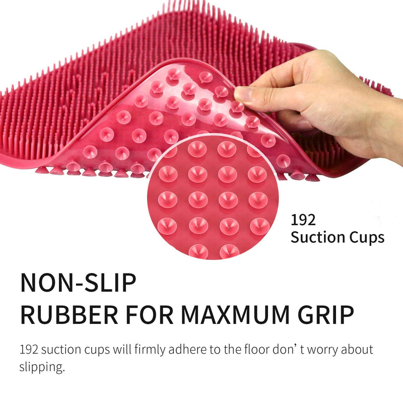 [Australia] - Newthinking Shower Foot Scrubber Cleaner Massager, Exfoliating Feet Massager Spa with Suction Cup Improves Foot Circulation & Reduces Foot Pain (Pink) Pink 