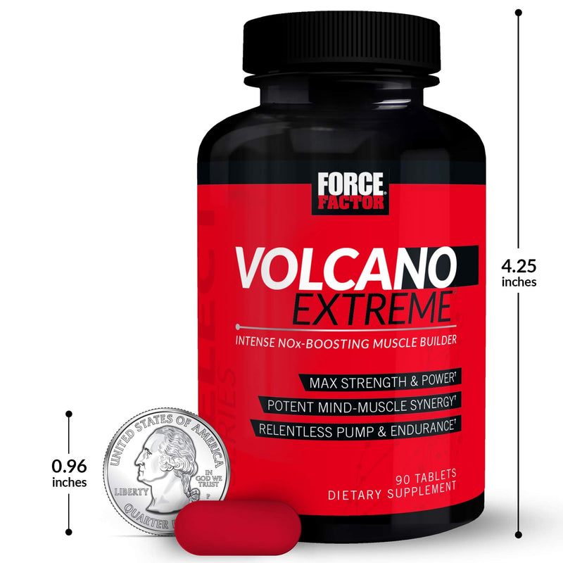 [Australia] - VolcaNO Extreme Pre Workout Nitric Oxide Booster Supplement for Men with Creatine, L-Citrulline, and Huperzine A for Better Muscle Pumps, Strength, Focus, Workout Performance, Force Factor, 90 Tablets 90 Count (Pack of 1) 