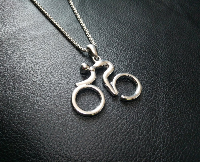 [Australia] - NOUMANDA Stainless Steel Bicycle Bike Sport Pendant Necklace for Cycling Lovers Gifts (silver) 