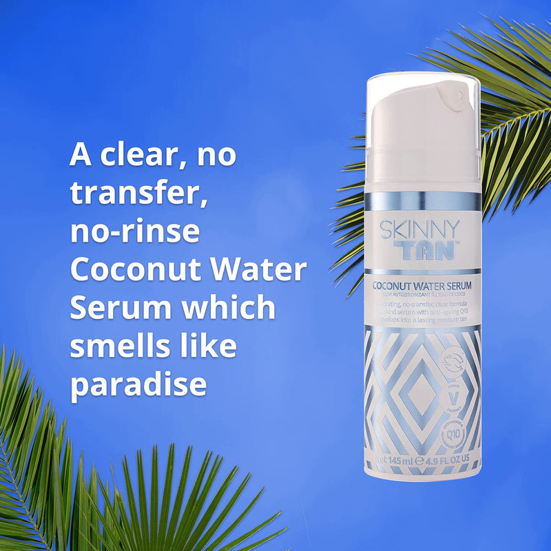 [Australia] - Skinny Tan Coconut Water Serum 145ml |Tanning Serum with Youth Boosting Q10 and Vitamin E | Instant Tan |Coconut And Vanilla Aroma| Cruelty Free & Vegan Skincare for Radiant Natural Glow 