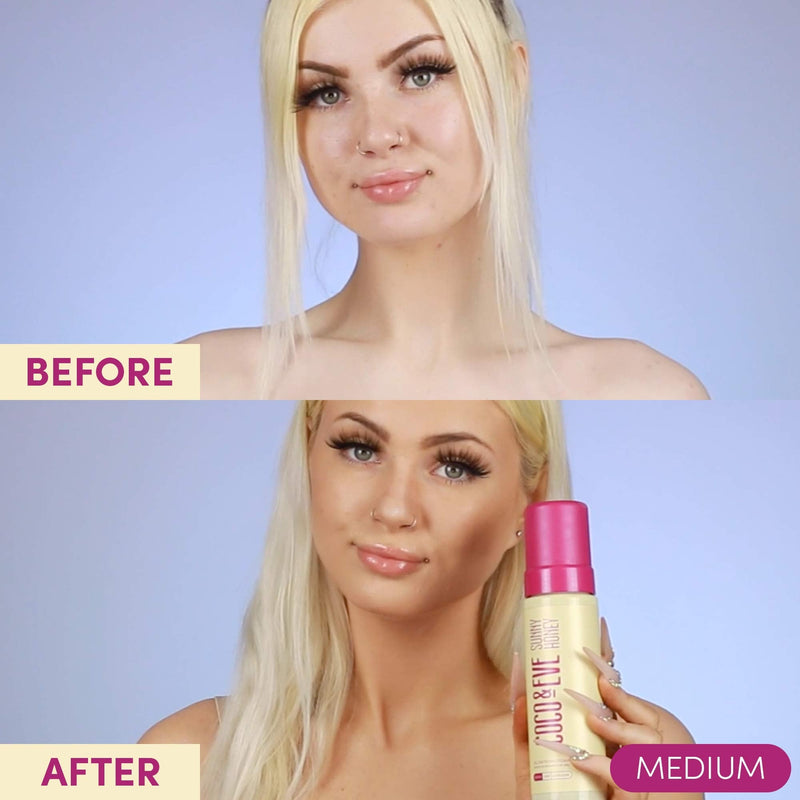 [Australia] - Coco & Eve Sunny Honey Bali Bronzing Foam. Natural Sunless Self Tanner Mousse. Anti Cellulite, Anti Ageing, Organic Sunless Self Tanning Lotion (Medium) Medium 