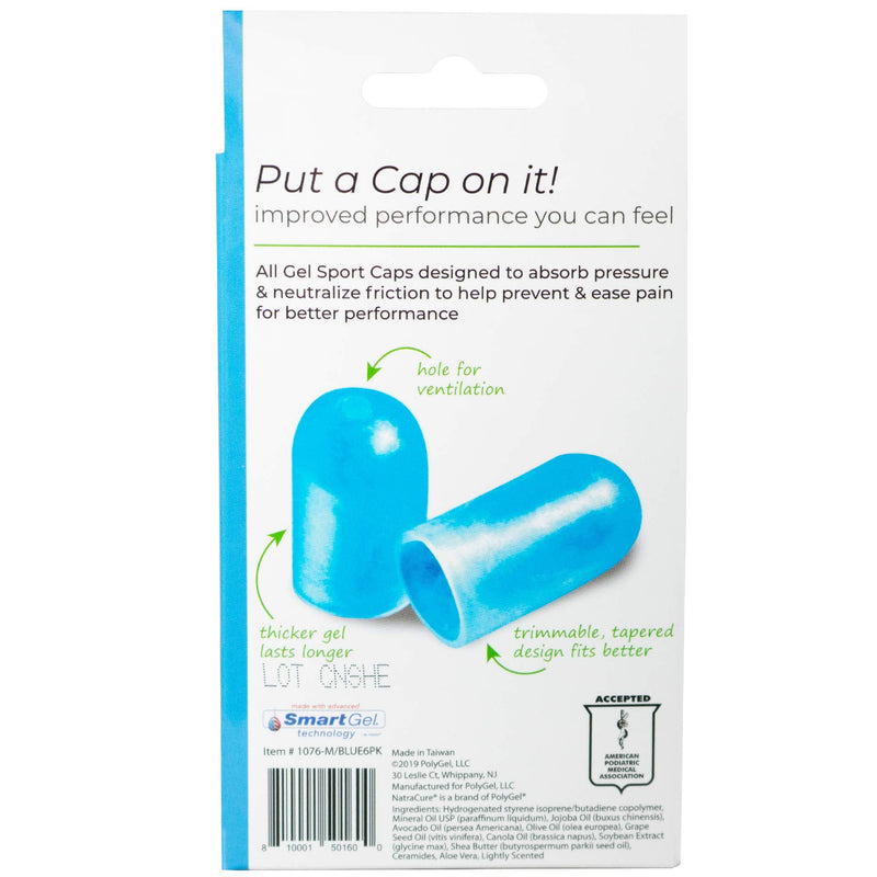 [Australia] - NatraCure Blue Gel Toe Cap and Finger Protector - 6 Pack - (Size: Large/X-Large) - Helps Cushion and Reduce Pain from Corns, Blisters, and Ingrown Nails 