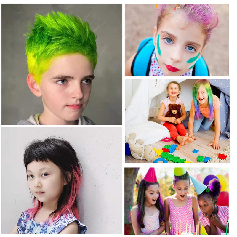[Australia] - Hair Color Hair Chalk Dye Kit for Kids,Washable Non-Toxic Hair Dye for 3 4 5 6 7 8 9 10 Year Old,HOINCO 10 Color Halloween, Party, Cosplay, Christmas, Birthday Girls Gift 