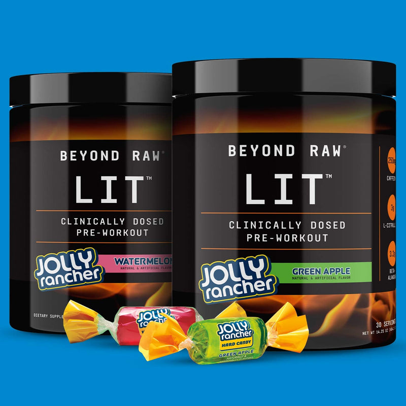 [Australia] - Beyond Raw LIT | Clinically Dosed Pre-Workout Powder | Contains Caffeine, L-Citruline, and Beta-Alanine, Nitrix Oxide and Preworkout Supplement | Jolly Rancher Watermelon | 30 Servings 