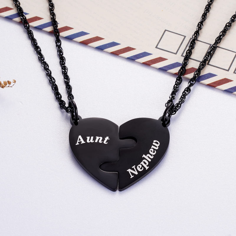 [Australia] - Ralukiia Mother and Son Heart Matching Necklace Set for 2 - Son to Mom Mother to Boys Graduation Back to School Birthday Jewelry aunt nephew heart necklace 