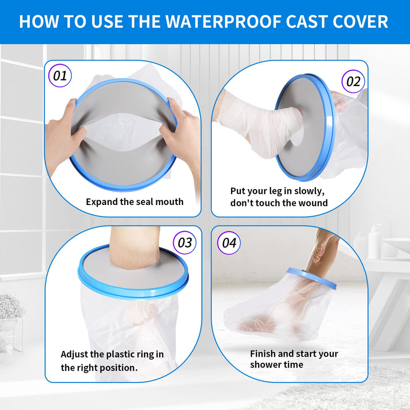 [Australia] - Waterproof Ankle Cast Cover for Shower , Annhua Thickening PVC Ankle Dressing Protector , Reusable Cast Bag to Keep The Wound Dry During Bathing 