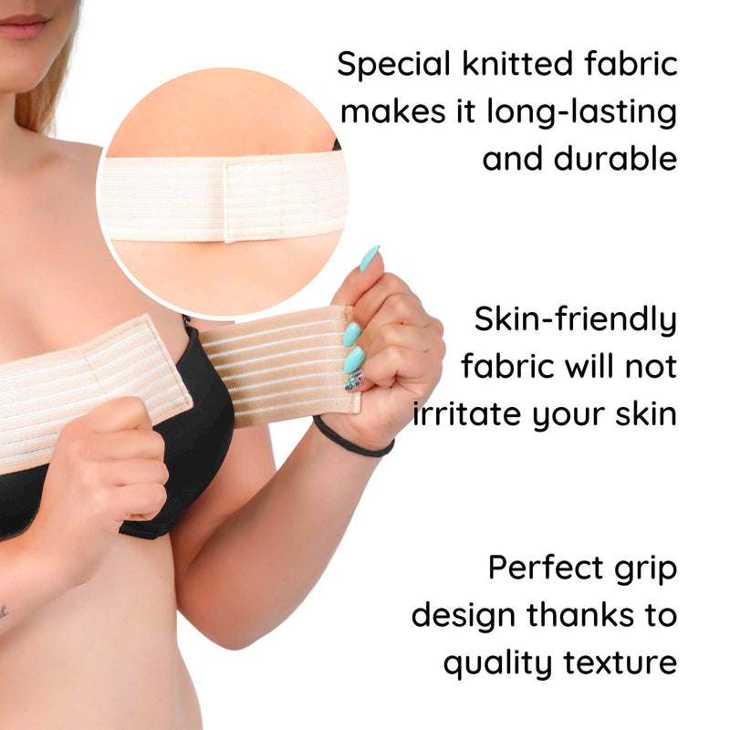 [Australia] - Post Surgery Breast Implant Stabilizer and Compression Band, Breast Augmentation and Reduction Strap, Chest Belt, Sports Bra Support Strap Bandage, One Size Fits All (Beige) Beige 