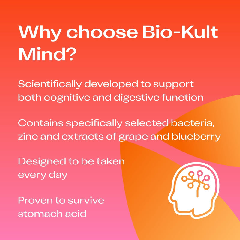 [Australia] - Bio-Kult Mind Live Bacteria Supplement Targeting Cognitive Function with Added Wild Blueberry and Grape Extracts, Zinc Citrate, 42 g BK-055, 60 Capsules 