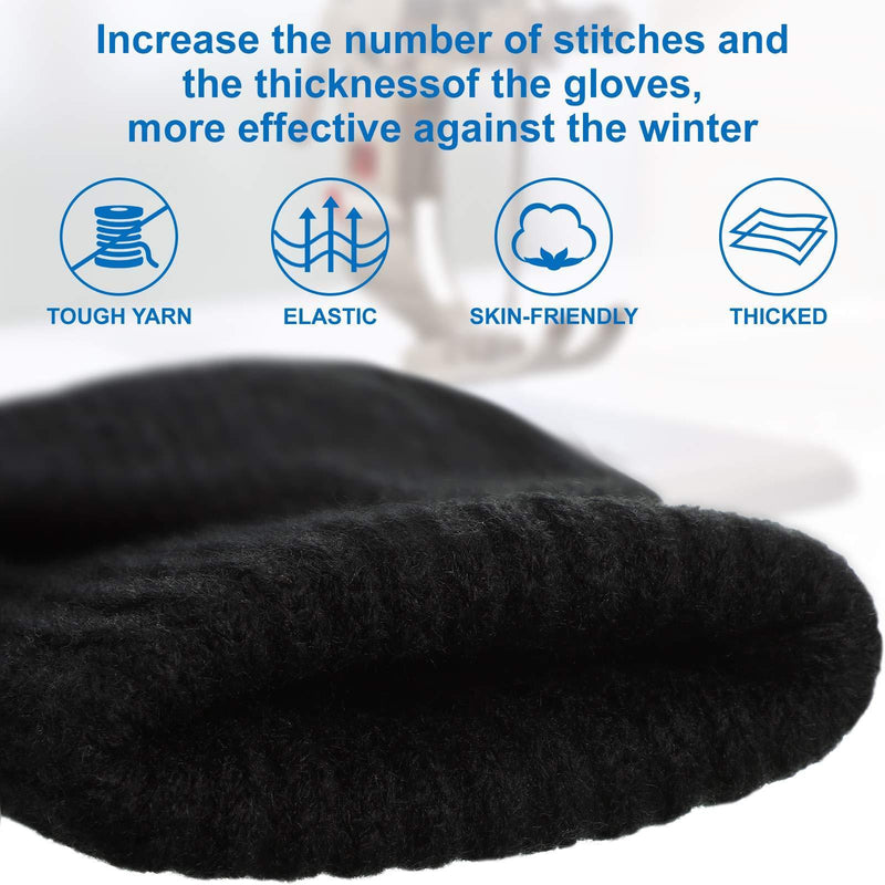 [Australia] - Women Convertible Gloves Fingerless Mittens Knitted Mittens Half Finger Gloves with Flip Cover for Women Men Cold Weather, Black 