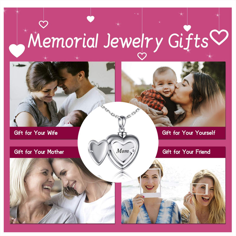 [Australia] - S925 Mom Dad Forever in My Heart Urn Pendant Necklace Cremation Jewelry Memorial Sterling Silver Jewelry Necklace for Ashes Keepsake Jewelry 