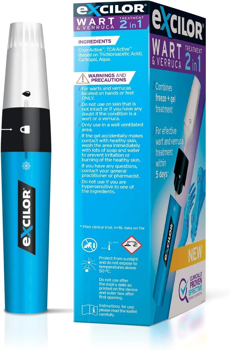 [Australia] - Excilor 2-In-1 Wart & Verruca Treatment, Dual Action Freeze & Gel, Effective Removal in 5 Days, Restores Beautiful & Healthy Hands & Feet 