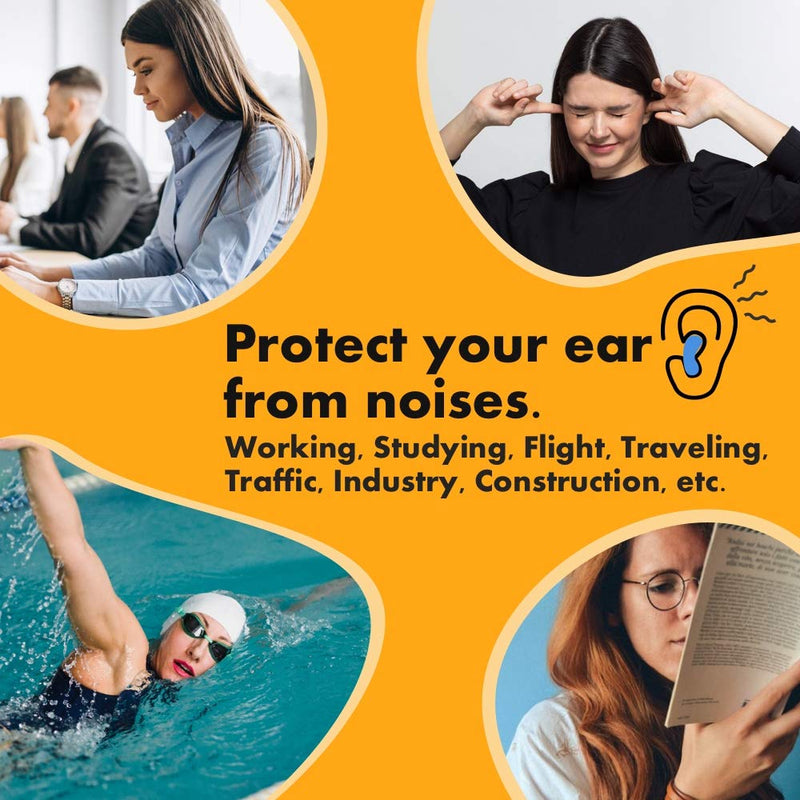 [Australia] - Ear Plugs for Sleeping, Acousdea Reusable Moldable Silicone Ear Plugs, Waterproof, Suitable for Snoring, Swimming, Working, Studying, Noise Cancelling up to 40 dBSPL, Black with Carry Case, 6 Pairs 
