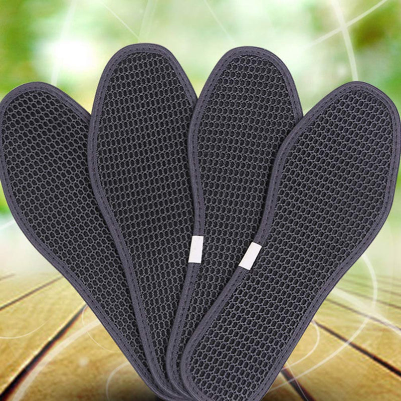 [Australia] - Healifty Bamboo Charcoal Shoe Insoles Mesh Insoles Sweat Absorbent Anti Odor Shoe Inserts Pads Deodorant for Men Women Sports Running Black 2 Pairs Size 41 25.5x5cm 