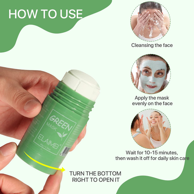 [Australia] - Green Tea Mask , 2 Pack Purifying Deep Clean Oil Control Cleansing Green Mask, Anti-acne Moisturizing Nourishing Face Mask Sticks, Solid Oil Control Cleansing Mask All Skin Type 