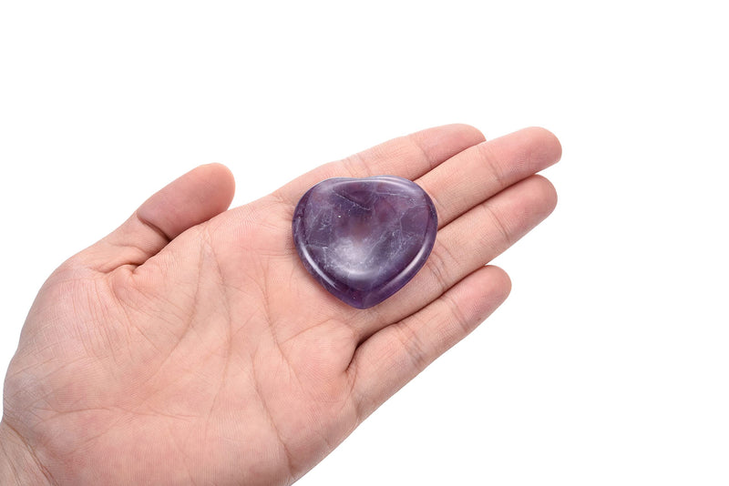 [Australia] - CrystalTears Amethyst Crystal Worry Stone Heart Shape Healing Crystals Thumb Worry Stone Polished Pocket Palm Stone for Anxiety Stress Relief Meditation Reiki Healing 