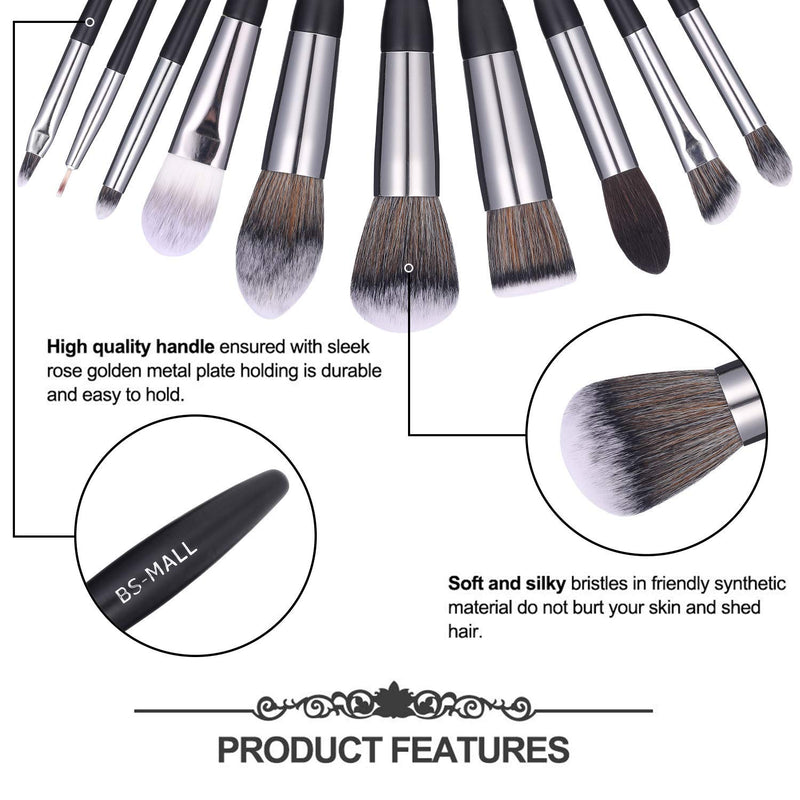 [Australia] - BS-MALL Makeup Brush Set 16pcs Makeup Brushes Premium Synthetic Bristles Powder Foundation Blush Contour Concealers Lip Eyeshadow Brushes Kit 