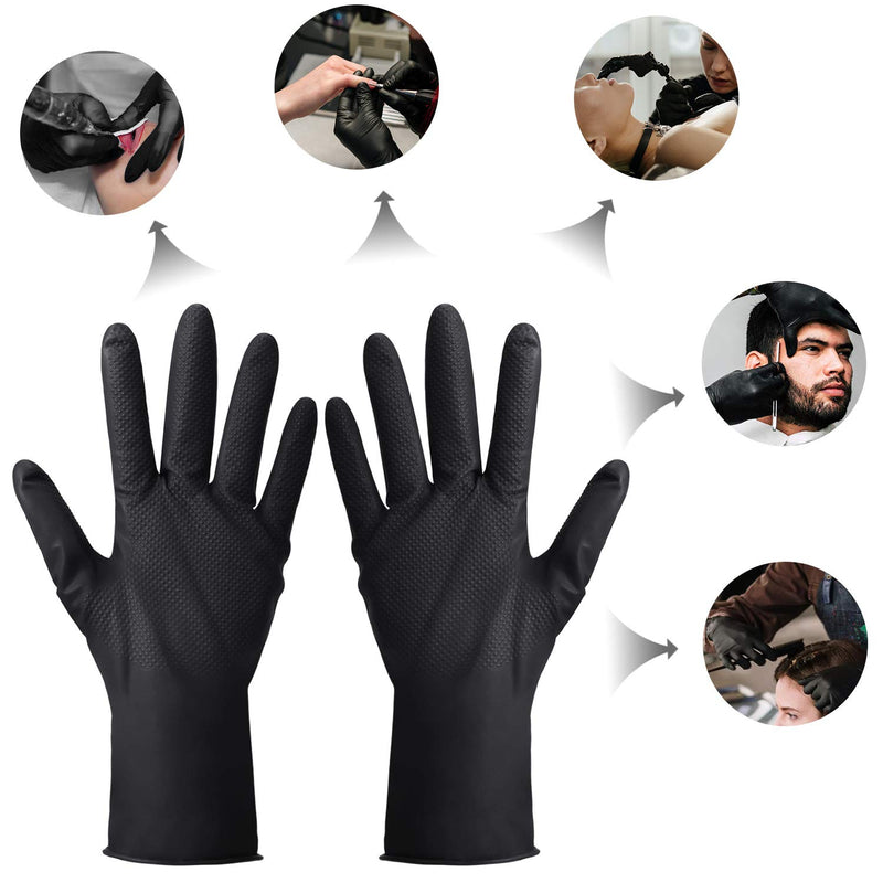 [Australia] - ThxToms Hair Dye Gloves, 5 Pairs Professional Hair Coloring Gloves Black, Reusable Rubber Gloves for Hair Salon Hair Dyeing (Large) Large (10 Count) 